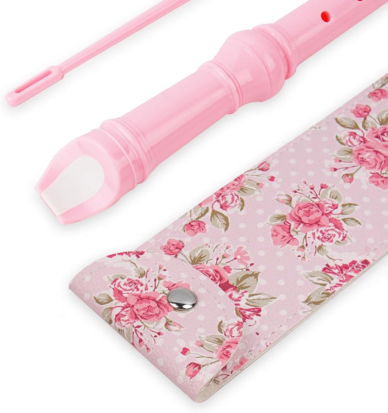 Haecsfl Recorder Instrument for Beginner Adults,8-Hole Soprano Descant Recorder Music Flute with with Cleaning Rod & Leather Case For Home Entertainment(2-Pink Rose) - Image 5